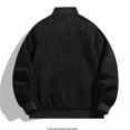 thumbnail image 4 of Brondbend Men Jacket Men Coats Mock Neck Long Sleeved Zipper Pocket Outerwear Solid Color Stylish Jacket Loose Festival Tops Black, 4 of 4