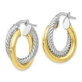 thumbnail image 2 of FB Jewels Leslie's 10K Two Tone Color Gold Polished and Textured Hoop Earrings, 2 of 3