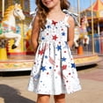 thumbnail image 2 of WUANDIXFA Toddler Summer Dress 1T 2T 3T 4T 5T 6T Cute 4th of July Star Striped Holiday Party Sleeveless Sun Dress Girls Patriotic Dresses Toddler Girl Summer Clothes White,1-2 Years, 2 of 5