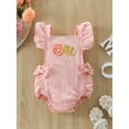 thumbnail image 3 of Baby Girl Birthday Romper Cute Ruffle Sleeveless Doughnut Letter Print Bodysuit Newborn Playsuit, 3 of 10