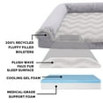 thumbnail image 4 of FurHaven Wave Fur & Velvet Deluxe Chaise Lounge Cooling Gel Memory Foam Sofa-Style Pet Bed for Dogs & Cats - Granite Gray, Medium, 4 of 13