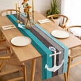 thumbnail image 3 of Coastal Anchor Table Runner - 120 Inch Long, Kitchen Dining Table Runner Dresser Scarves, Turquoise Brown Country Wooden Grain Farmhouse Decor for Coffee Tables Wedding Party Banquet, 3 of 8
