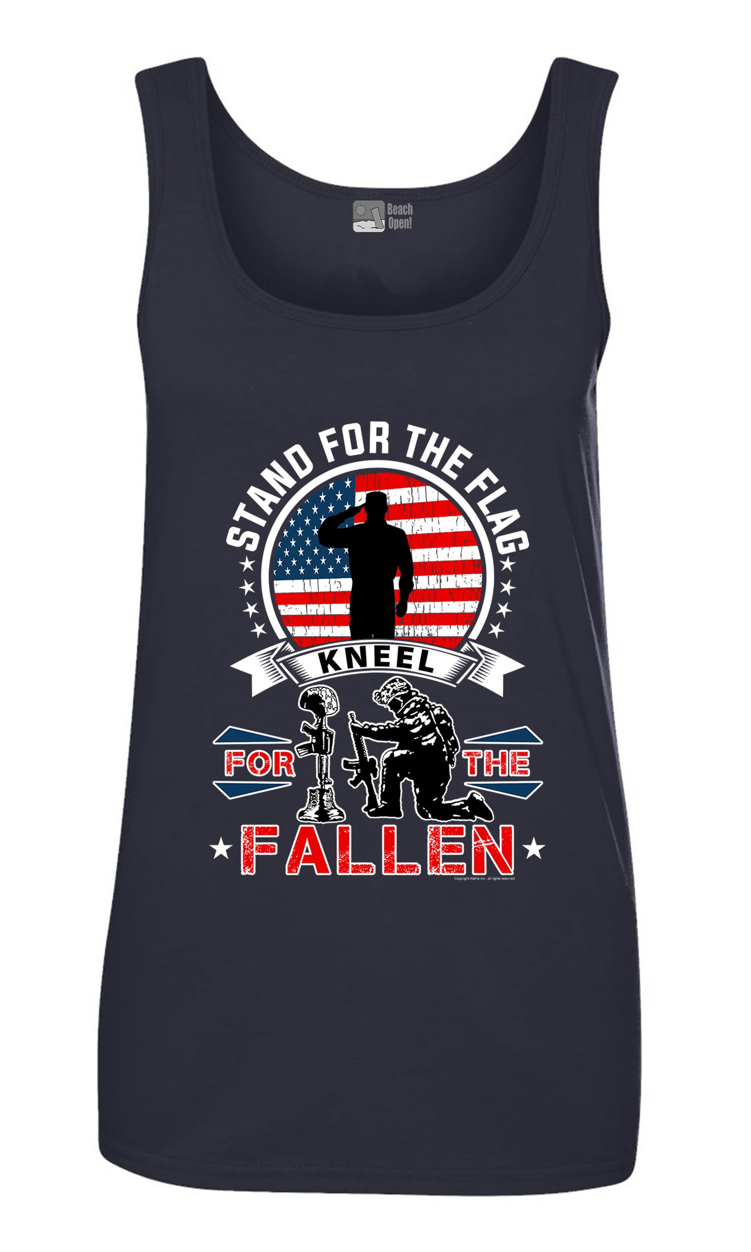 Ladies I Stand For The Flag Kneel For The Fallen Patriotic DT Tank Tops