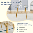 thumbnail image 6 of Dining And Kitchen Sets Table and chair set.39.7 Inch Diameter Modern Luxury Glass Dining Table and Chair Set - Gold Metal Legs.Paired With 4 BLACK PU Material High Resilience Dining Chair with Metal, 6 of 15