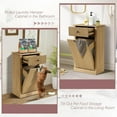 thumbnail image 6 of 35.8" H Tilt Out Laundry Hamper Cabinet, Modern Fluted Trash Can Cabinets with Drawer, Wooden Hidden Garbage Cabinet for Kitchen and Bathroom (Natural Oak, Single), 6 of 14