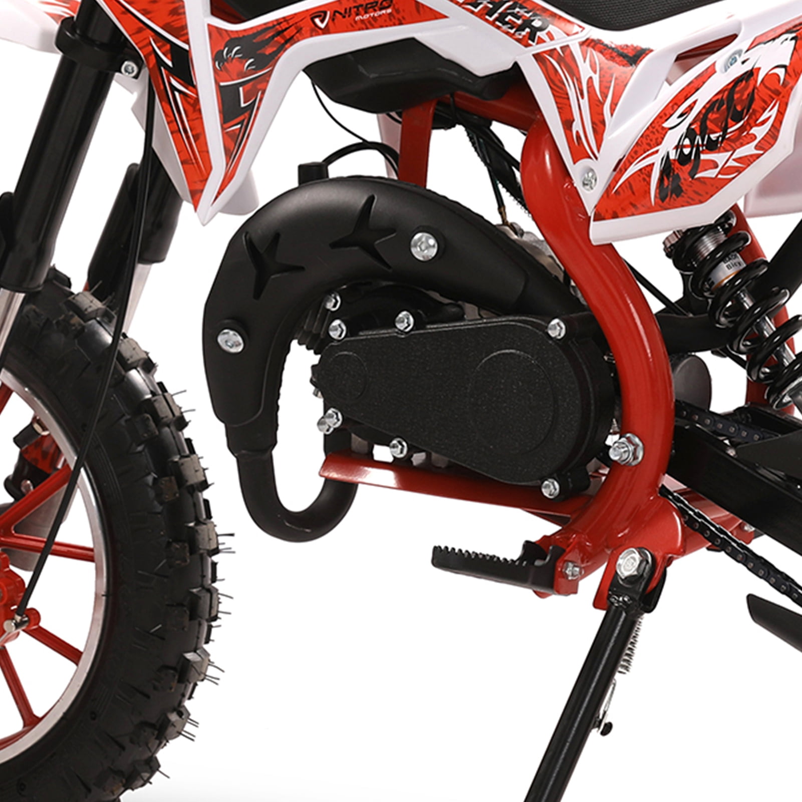 WETS 49cc 2-Stroke Kids Dirt Bike, Gas Power Motocross, Off Road Mini Motorcycle, Pocket Motorbike with Front Rear Disc Brakes, Racing Max Speed 40KM/H (Red)