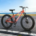 thumbnail image 6 of 24 inch Fat Tire Bike,7-Speed Orange Trail Mountain Bike for Adult with Dual-Disc Brakes, 6 of 10