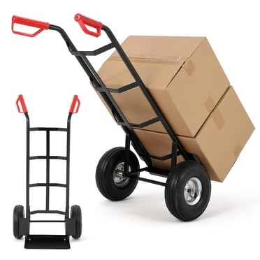 Heavy Duty Hand Truck with Handle, 440lbs Loading Capacity Dolly Cart with Folding Bottom Panel & All-Terrain Rubber Wheels, Hand Truck Dolly for Warehouse, Supermarket, Garage