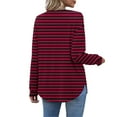 thumbnail image 5 of Womens Long Sleeve Henley Shirts Curved Hem Casual Striped Tunic Tops with Pocket Fall Winter Trendy Clothes, XXL Wine, 5 of 7