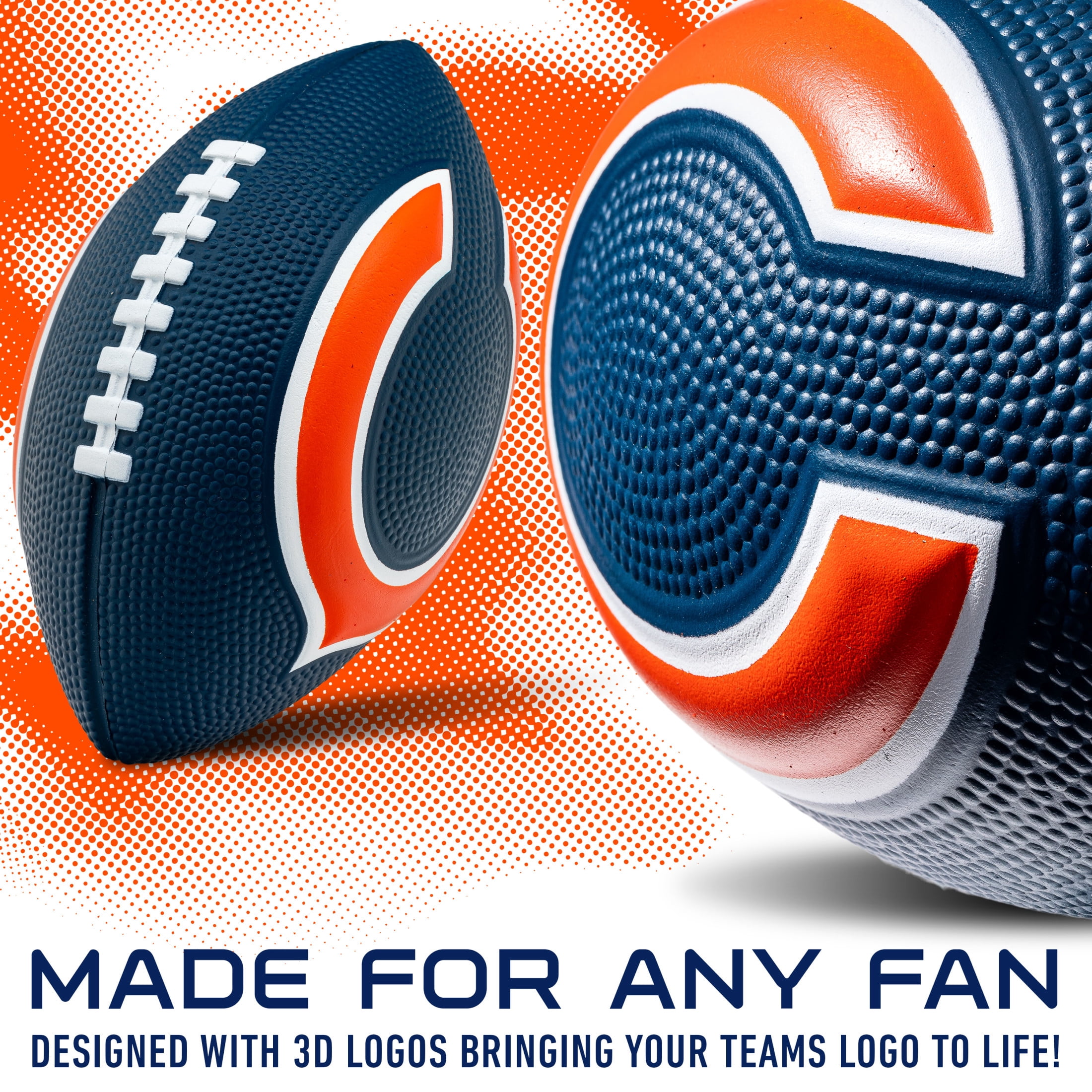 Franklin Sports NFL Chicago Bears Football - Kids Foam Football - Soft Football - Mini Size - Perfect for Gameday - 8.5" 3D logos!