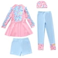 thumbnail image 4 of 4-5 T Girls Swimsuits Girls Long Sleeve Two Piece Rash Guard Swimsuit UPF Sun Swimwear For Toddler Kids Youth, 4 of 4