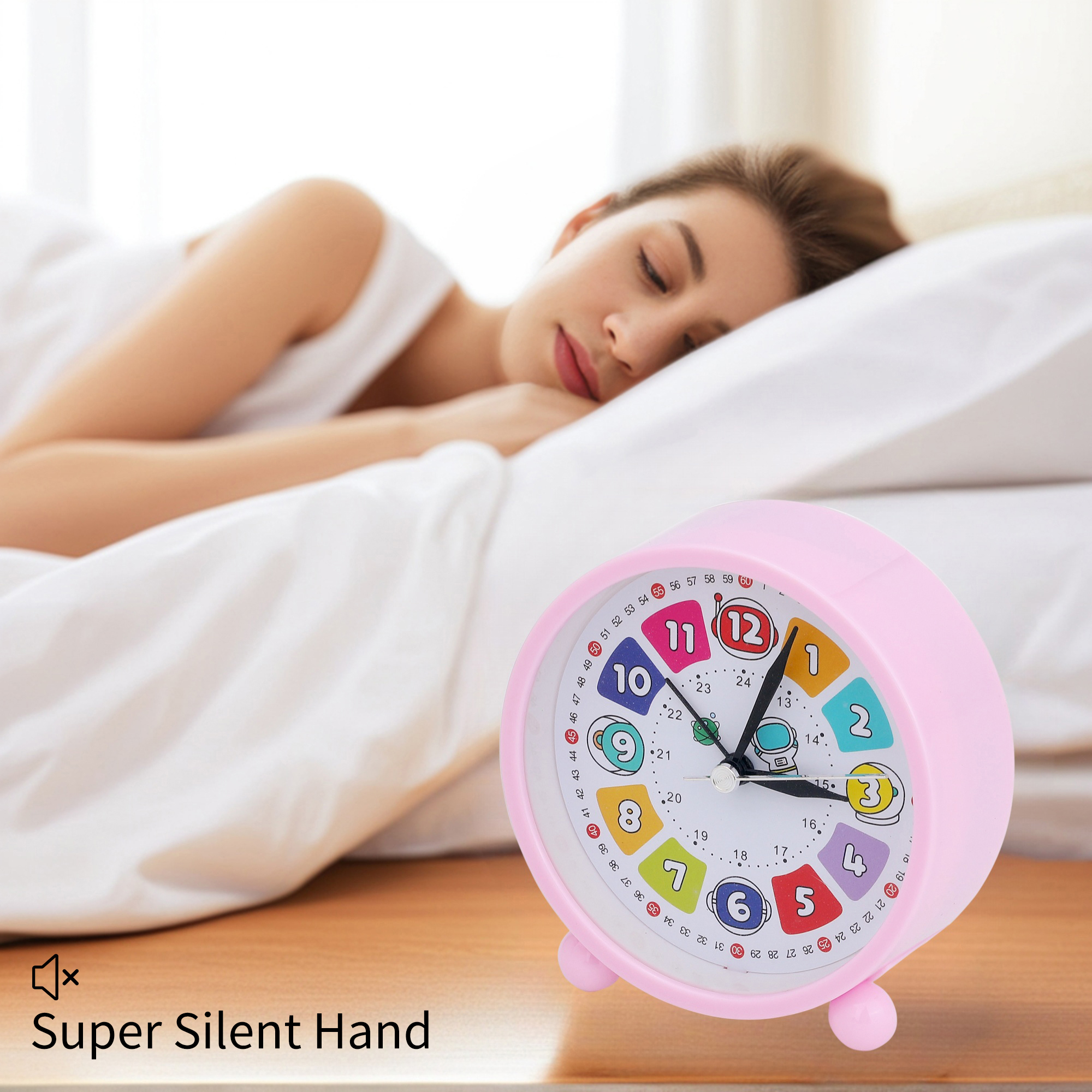 Unique Bargains Easy-to-Set Alarm Clock White 4.3"L x 1.6" x 4.3"H