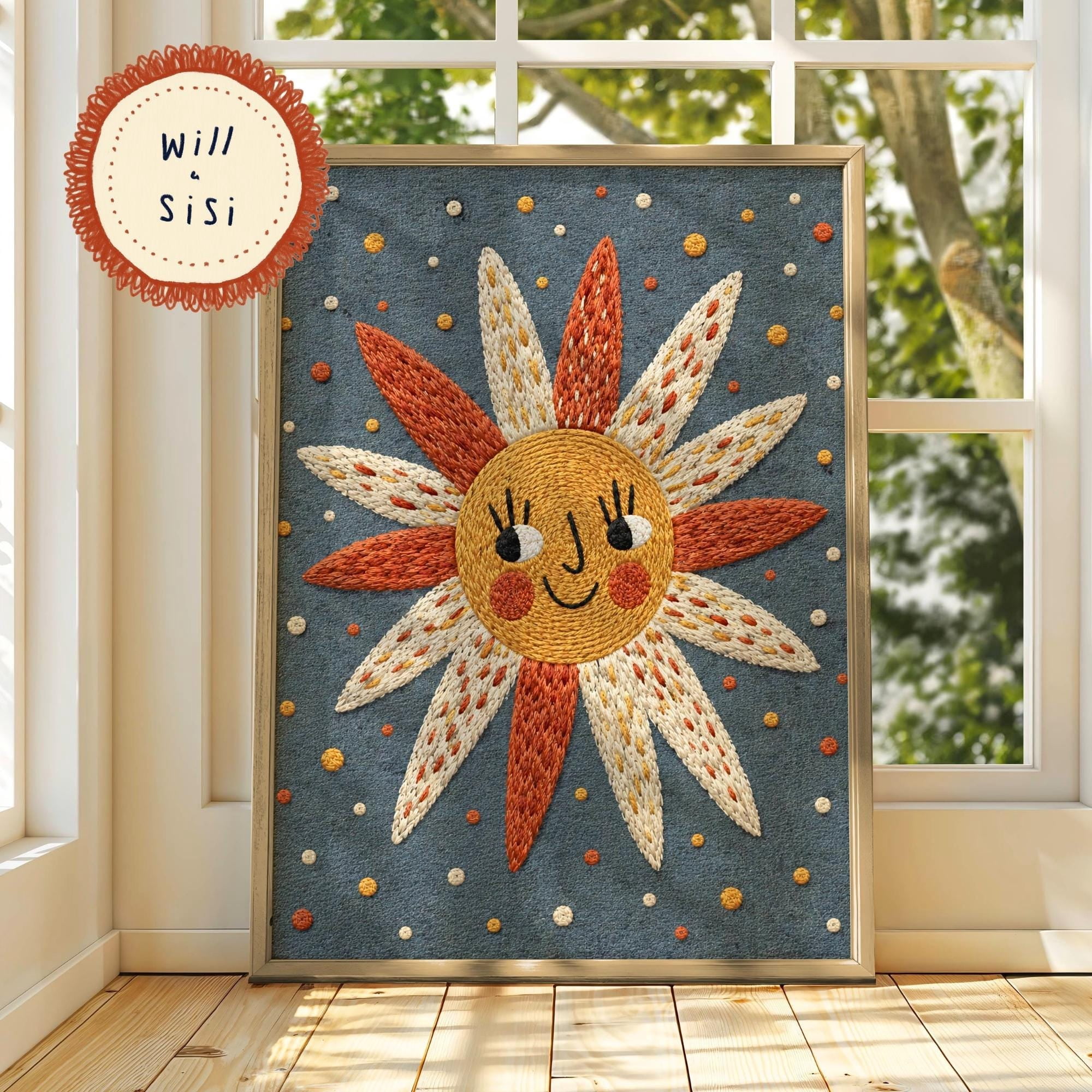 Playful Sunshine Nursery Wall Art Printed Kids Room Decor Smiling Sun Celestial Artwork Playroom Poster Toddler Bedroom Print | 30, Poster Only