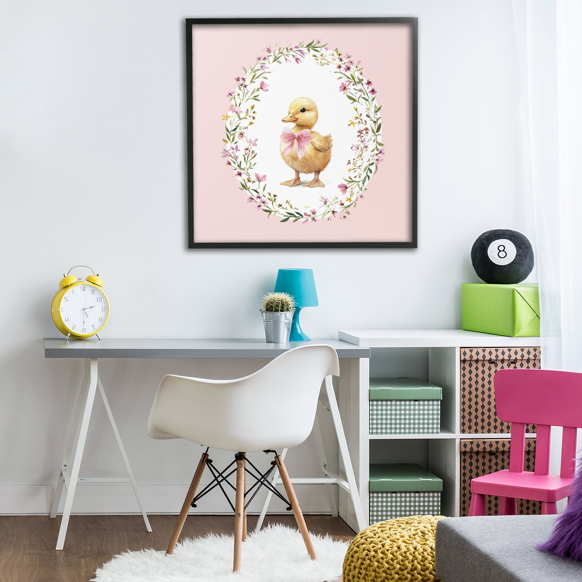 Stupell Industries Blush Pink Duckling Black Framed Giclee Art, design by Christine Simpson Art