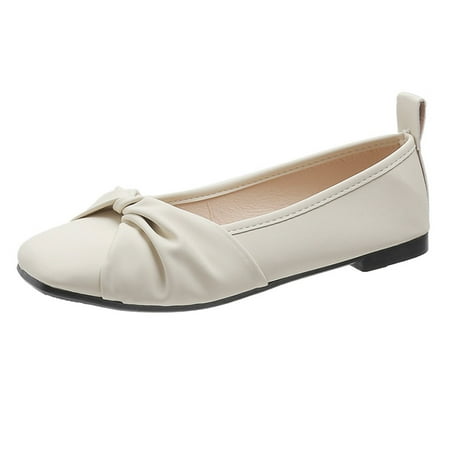 

casual shoes for Women Fashion Summer And Autumn Women Pumps Solid Color Flat Bottom Low Heel Shallow Mouth Comfortable Slip On PU Dress Sandals for Women Beige