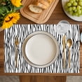 thumbnail image 4 of Black White Lines Placemats Set of 6, Retro Stripes Texture Minimalist Art Placemats for Dining Table, Place Mats for Kitchen Tabletop, Waterproof Wipeable Dining Table Mats Set, 4 of 9