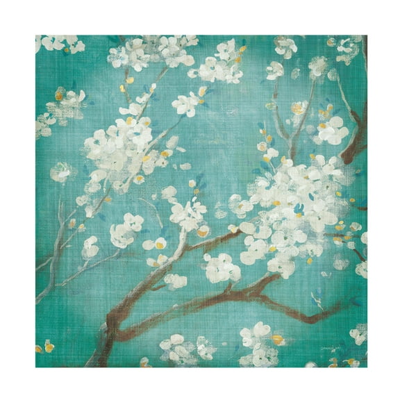 Trademark Fine Art 'White Cherry Blossoms I Aged no Bird' Canvas Art by Danhui Nai