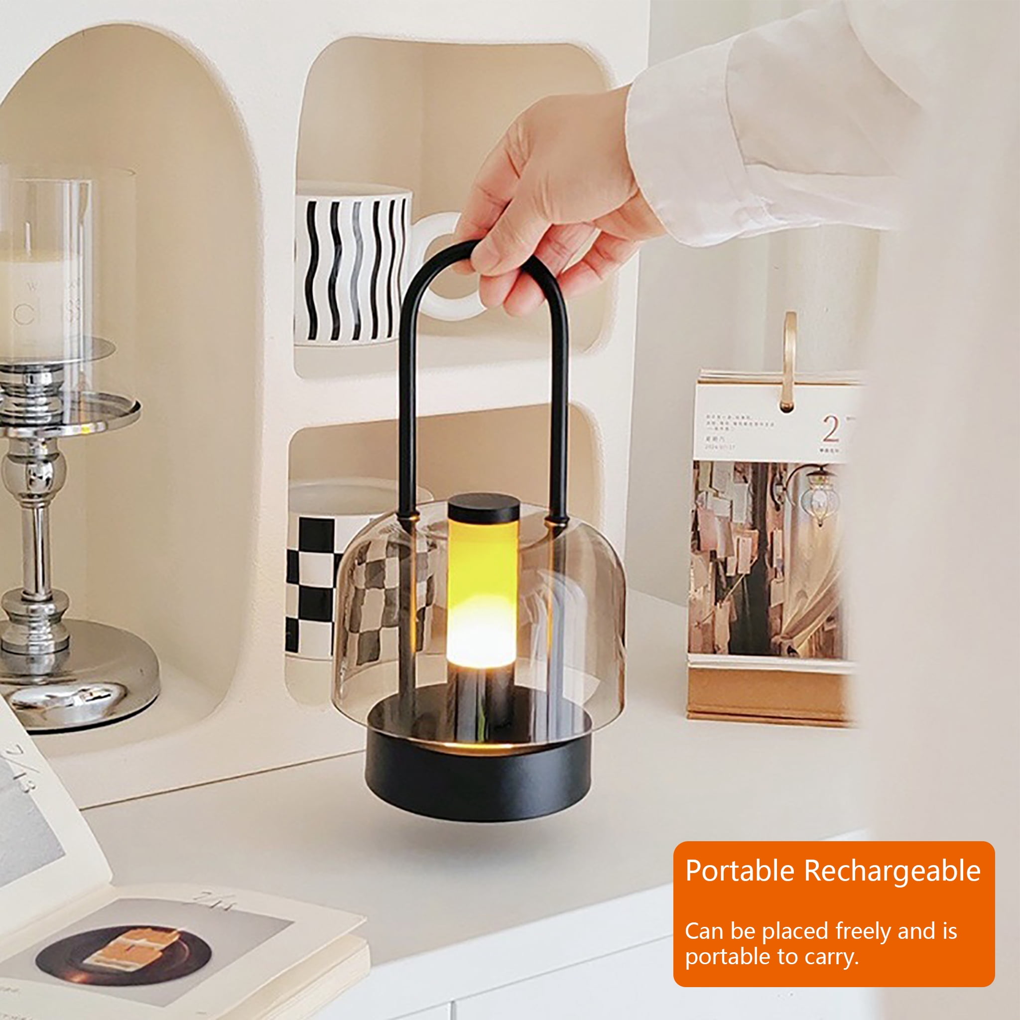 Raykho Touch Control Rechargeable Night Light, 3 Color Dimmable Bedside Lamp, 2400mAh Portable LED Table Lamp for Bedroom Camping Indoor Outdoor