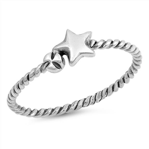 Plain Star Ring .925 Sterling Silver Bali Rope Band Jewelry Female Male Unisex Size 6