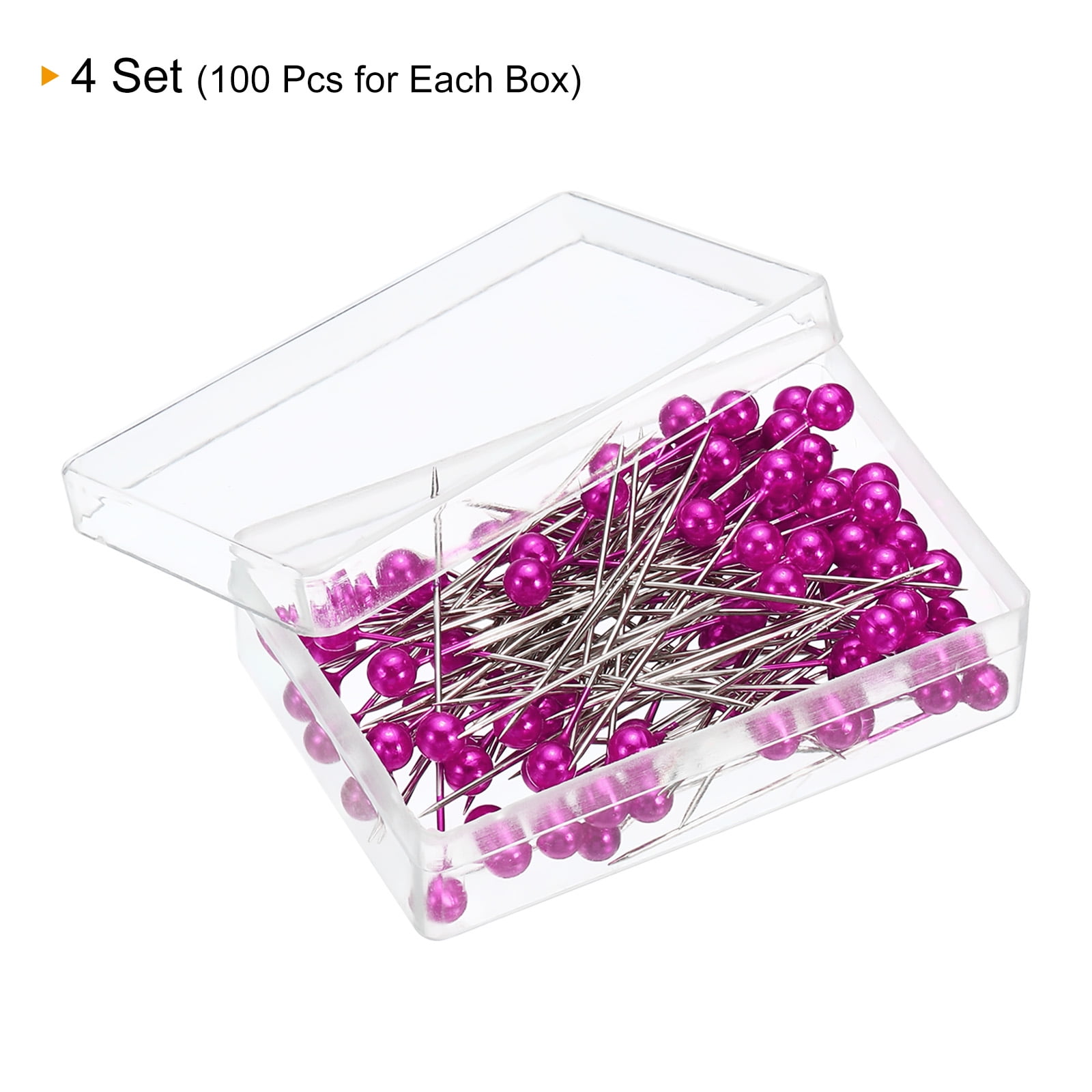 Unique Bargains Pearlized Sewing Pins Set Stainless Steel Ball Head Needle Rose Red 4 Sets