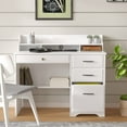 Catrimown Computer Desk with Drawers, White Desk with Storage, Home