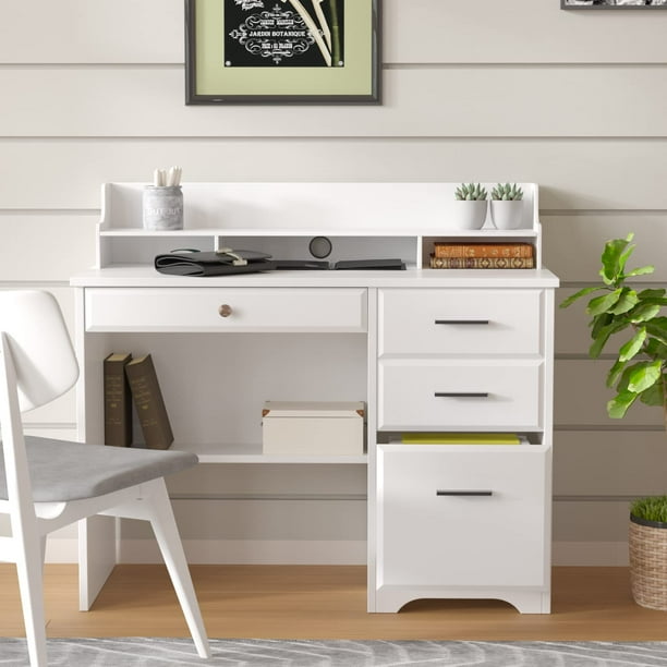 Computer Desk with Drawers, Modern Farmhouse Filing Desk, Home Office