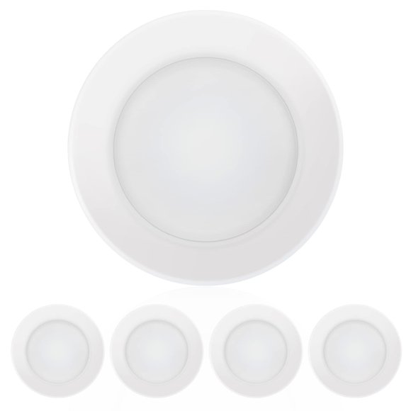 ECOELER 4 Inch LED Dimmable Disk Light, Aluminum Baffle Trim, 4000K Cool White, 650lm Flush Mount Ceiling Recessed Light Fixture, Energy Star & ETL-Listed, 4Pack