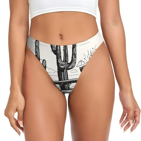 Adobk Vintage Cactus Pickup Print Seamless Women Underwear Thongs No Show Ladies Thong No Line Breathable Comfortable Panties Undies for Women-Small