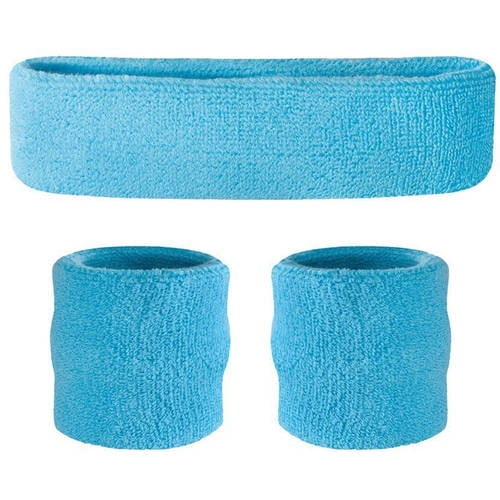 Suddora Kids Headband and Wristbands Set, Neon Blue