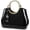 Black, variant on Charm Glossy Metal Grip Structured Shoulder Handbag Women Satchel