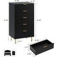 thumbnail image 2 of IDEALHOUSE Dressers 5 Drawer Black Tall Chest, Fluted Modern Storage Organizer with Deep Drawers and Gold Metal Legs for Bedroom, Living Room, Entryway, 2 of 8