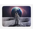 thumbnail image 1 of Space Bath Mat, Brave Astronaut at the Spacewalk on the Moon Surface with Earth Cosmos Art Image, Non-Slip Plush Mat Bathroom Kitchen Laundry Room Decor, 29.5 X 17.5 Inches, Grey Magenta, Ambesonne, 1 of 2