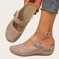 thumbnail image 4 of Samdudou Closed Toe Sandals Womens Dressy Summer Mules Back Strap Casual Summer Beach Flats Cut Out Breathable Walking Shoes, 4 of 6