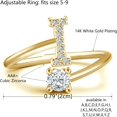 thumbnail image 2 of GHSDFBB Initial Letter Ring for Women Girls Gold Stackable Alphabet Rings with Initial Adjustable Crystal Inlaid Initial Rings Bridesmaid Gift, 2 of 6