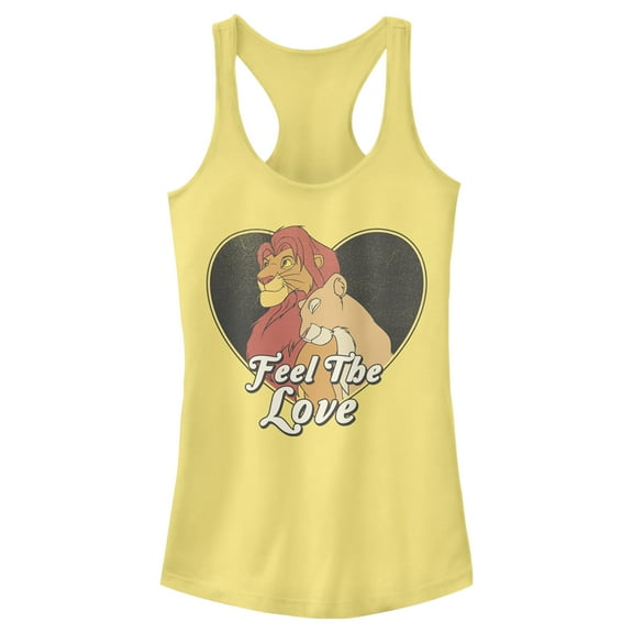 Junior's Lion King Simba and Nala Valentine Feel the Love Racerback Tank Top Banana Medium