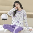 thumbnail image 2 of FUNDUFI Women's Pajama Sets Cute Sweet Animal Printed Long Sleeve Oversized Pajamas T-Shirt Stretchy Sleepwear Pants Breathable Loose Fit 2Pcs Homewear Pajama Sets Comfortable Sleep Clothes, 2 of 9