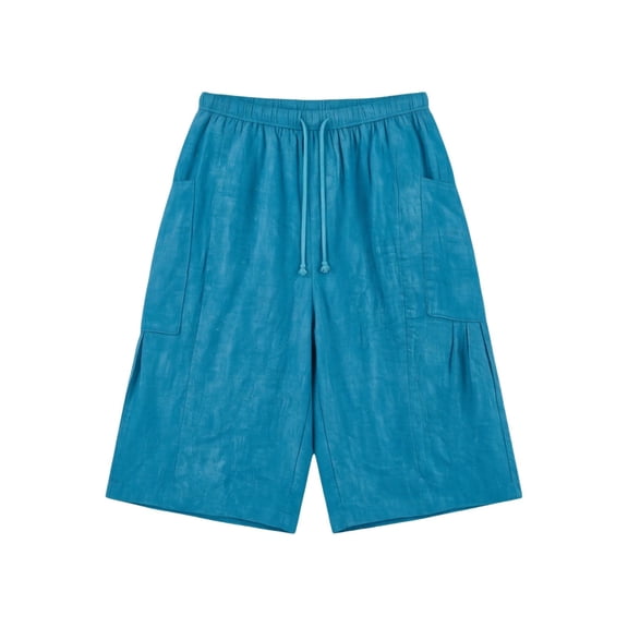 Shorts for Women Solid Daily Side Pocket Drawstring Elastic Waist 5 Inch Casual Womens Shorts Blue L