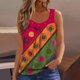 thumbnail image 1 of TaTaai Women Random Print Stretchy Tank Top Sleeveless V Neck Loose Fit Non See-through Breathable Machine Washable Fashion Casual Daily T-shirt Gift, 1 of 5