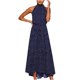 thumbnail image 1 of Vestido largo de verano HUOGUO sin mangas con estampado halter para mujer, 1 of 5