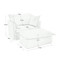 thumbnail image 4 of Gewnee Upholstered Slipcovered Chenille Fabric Cream Armchair with Ottoman, Deep Seat Armchair W/ Wide Ottoman for Living Room, 4 of 18