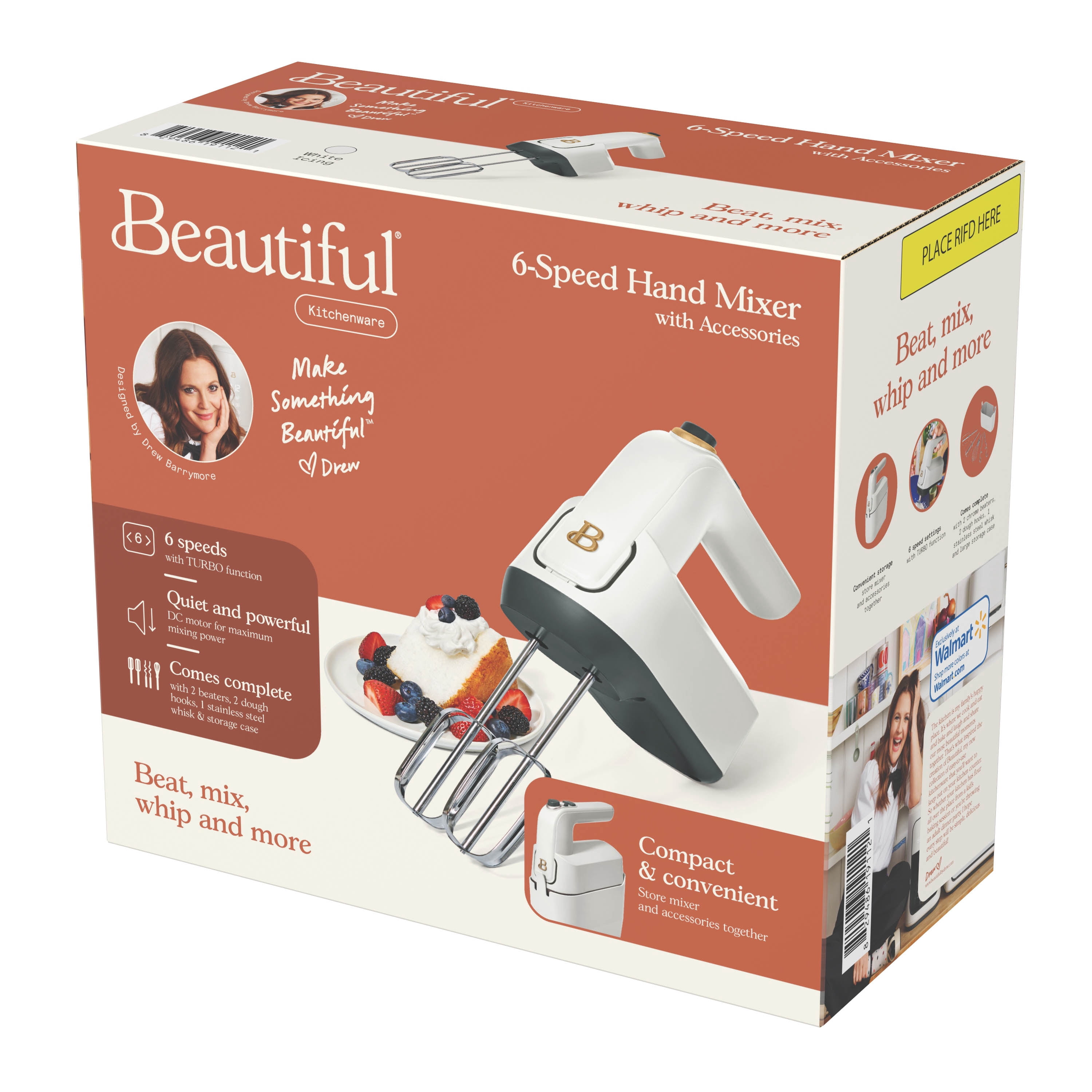 Beautiful 6-Speed Hand Mixer White Drew Barrymore