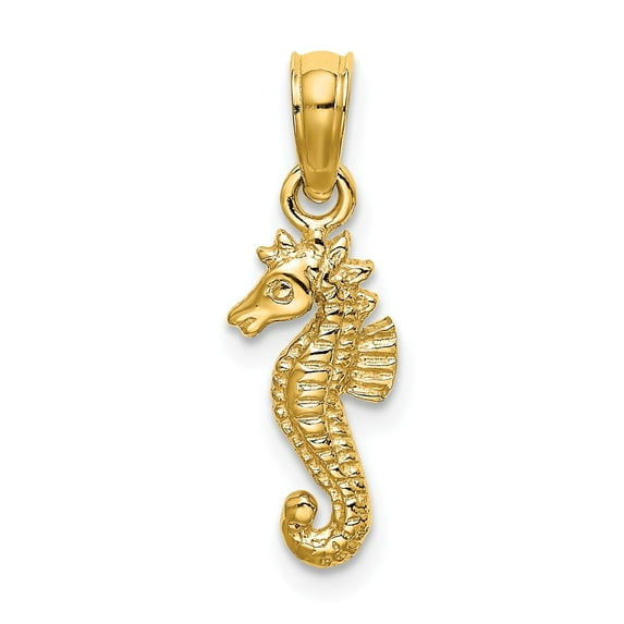 FB Jewels 14K Yellow Gold Mini Seahorse 2D Pendant