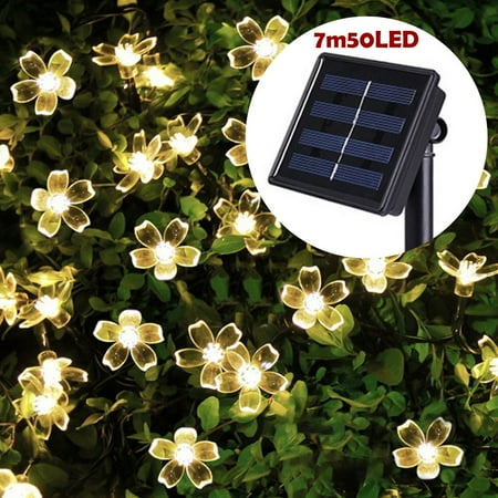 

7M 50LED Solar Powered Cherry Flowers Lights Garden Outdoor Yard Lawn Lamp Decor