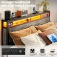 thumbnail image 2 of Homieasy Full Size Bed Frame with Charging Station and LED Lights, Industrial Platform Bed with Headboard and 4 Storage Drawers, Steel Slat Support, No Box Spring Needed, Easy Assembly, Black Oak, 2 of 8