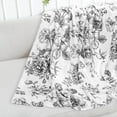 thumbnail image 3 of Floral Fuzzy Blanket Black Flower Throw Blanket Vintage Chinoiserie Soft Cozy Flannel Blanket for Home Bed Sofa Couch Chair, 50 x 60 Inch, 3 of 6