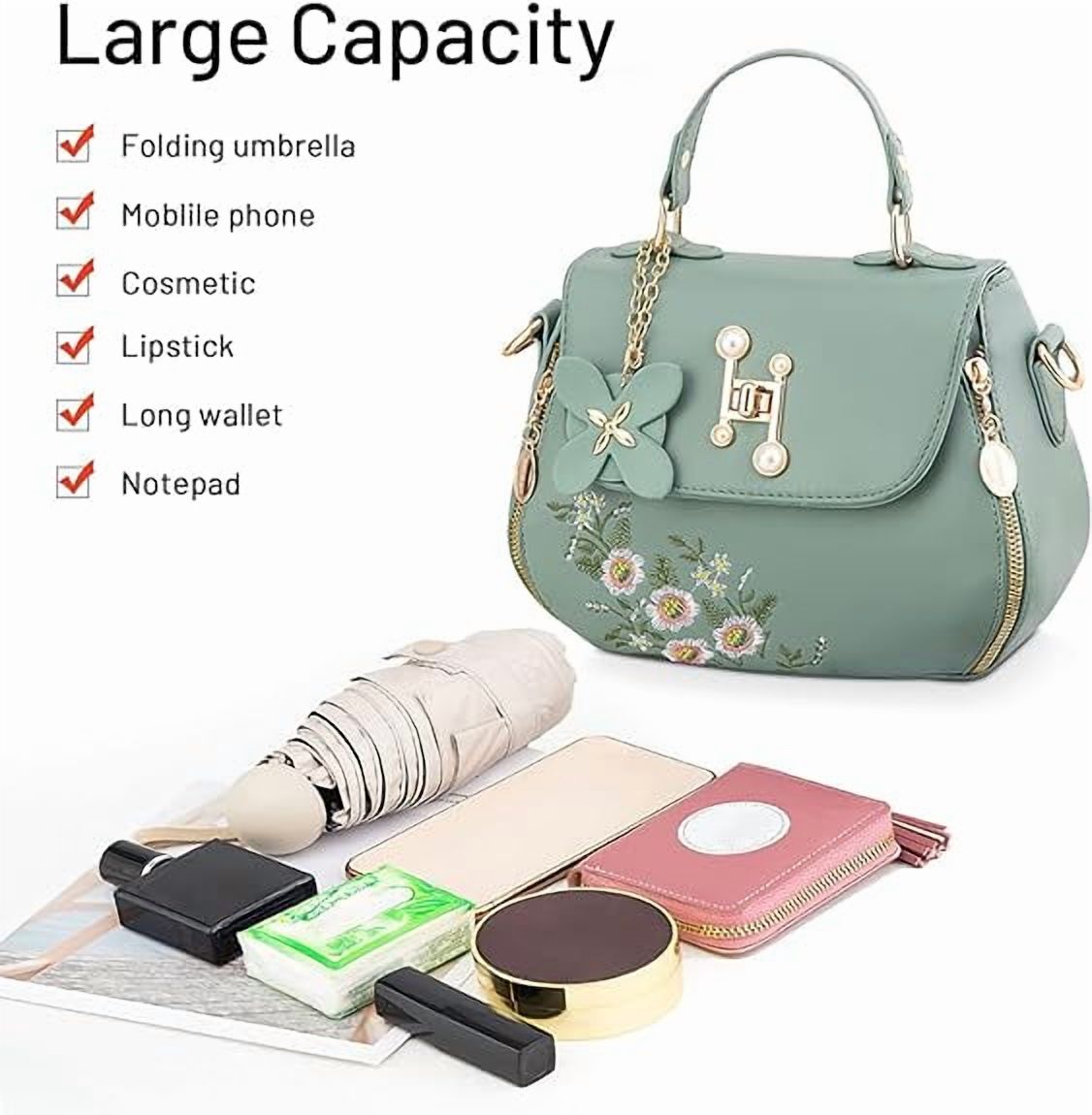 Women Satchel Bags Handle Shoulder Handbags and Purses Pockets Zipper Leather Crossbody Bags