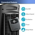 thumbnail image 5 of Lasko 52" 3-Speed Adjustable Oscillating Remote Controlled Pedestal Tower Fan, Gray, 2535, 5 of 12