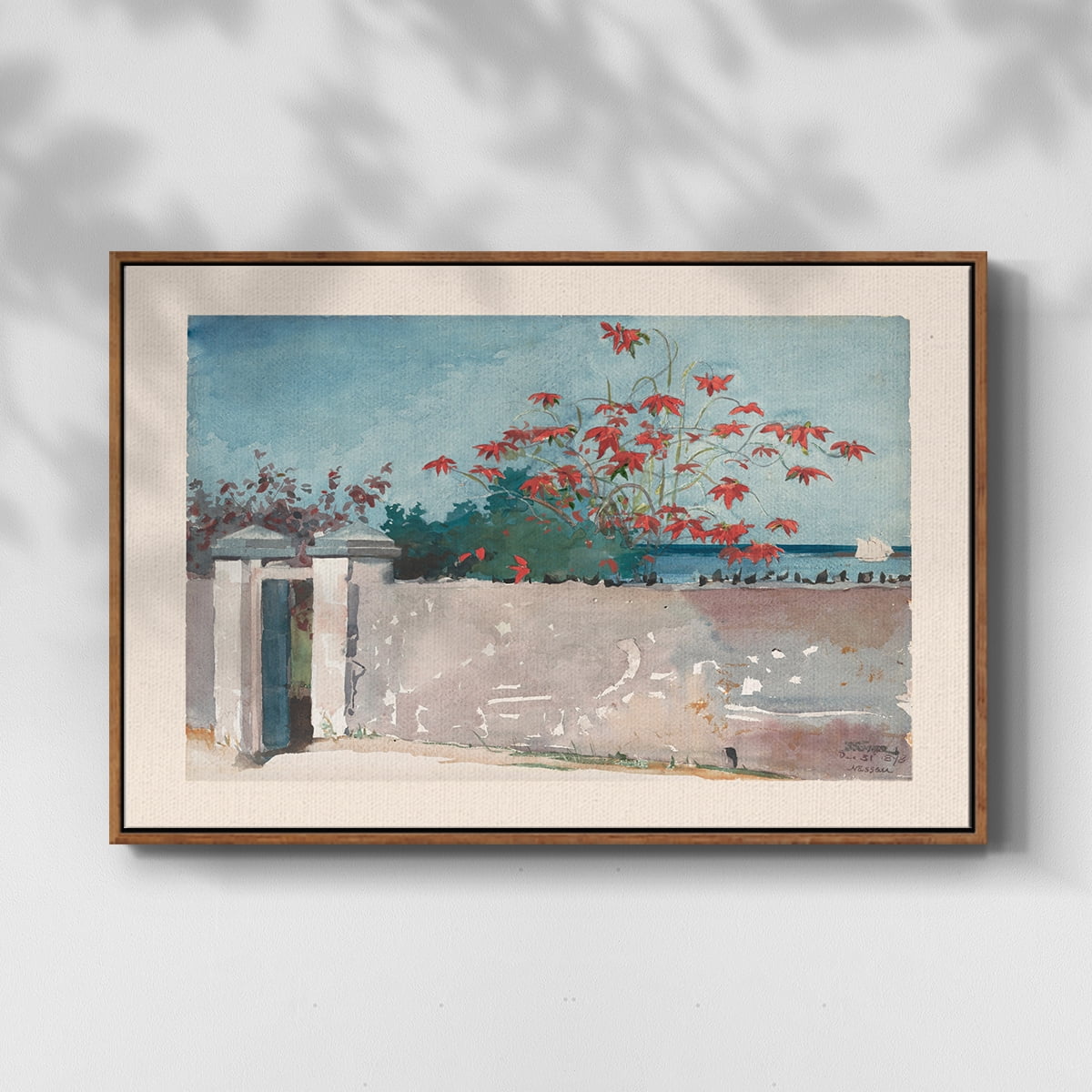 Vintage Botanical Print-LXX By Wexford Home Framed in Walnut Wood Gallery Wrapped Canvas 25 in. x 37 in.