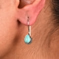 thumbnail image 5 of 925 Sterling Silver Kingman Turquoise Cabochon Pear 8X5mm Gemstone Oxidized Earrings for Women, 5 of 8