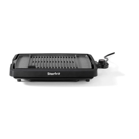 Starfrit The Rock Indoor Smokeless Electric BBQ Grill - Non-Stick 10" x 16" Cooking Surface - Adjustable Temperature